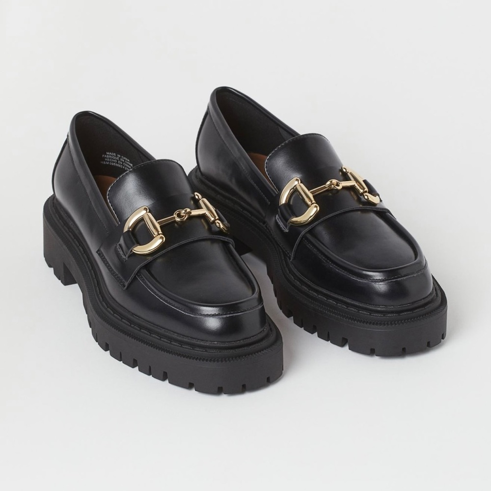 H&M Black Chucky Loafers Sz 39